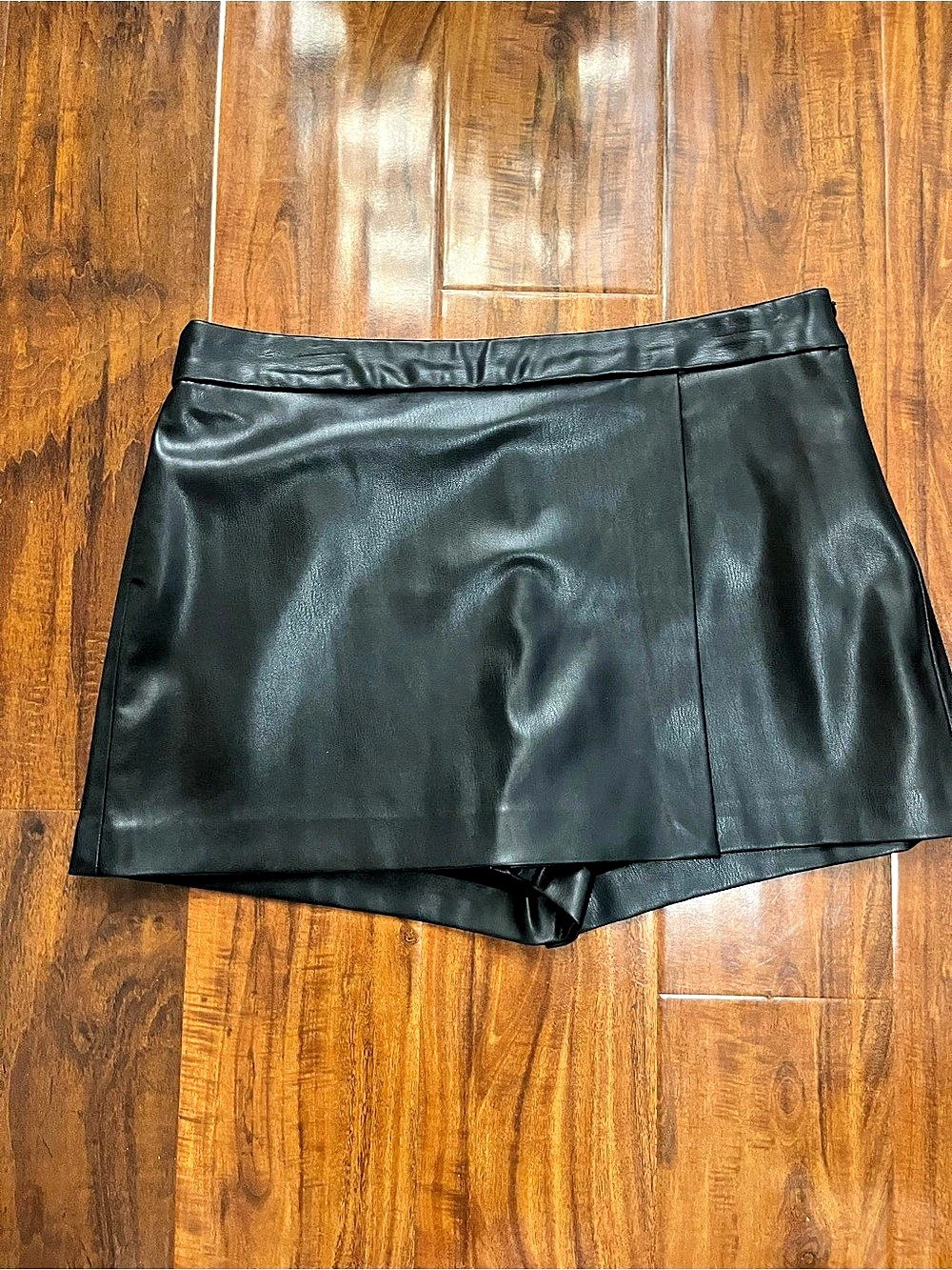 Zara Faux Leather Wrap Skort Black Size 4